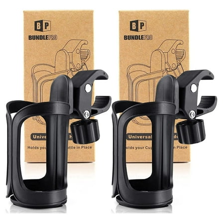 Bundlepro 2 Pack Drink Cup Holder for Wheelchair,Height 5.28 ",Length 6.77 ", Weight 0.49 lbs,Black