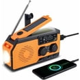 thumbnail image 1 of Radio solar, radio portátil con dinamo recargable, resistente al agua, de 5000 mAh, linterna, luz de lectura, alarma SOS, radio con manivela AM FM WB, ideal para acampar y hacer senderismo, 1 of 5