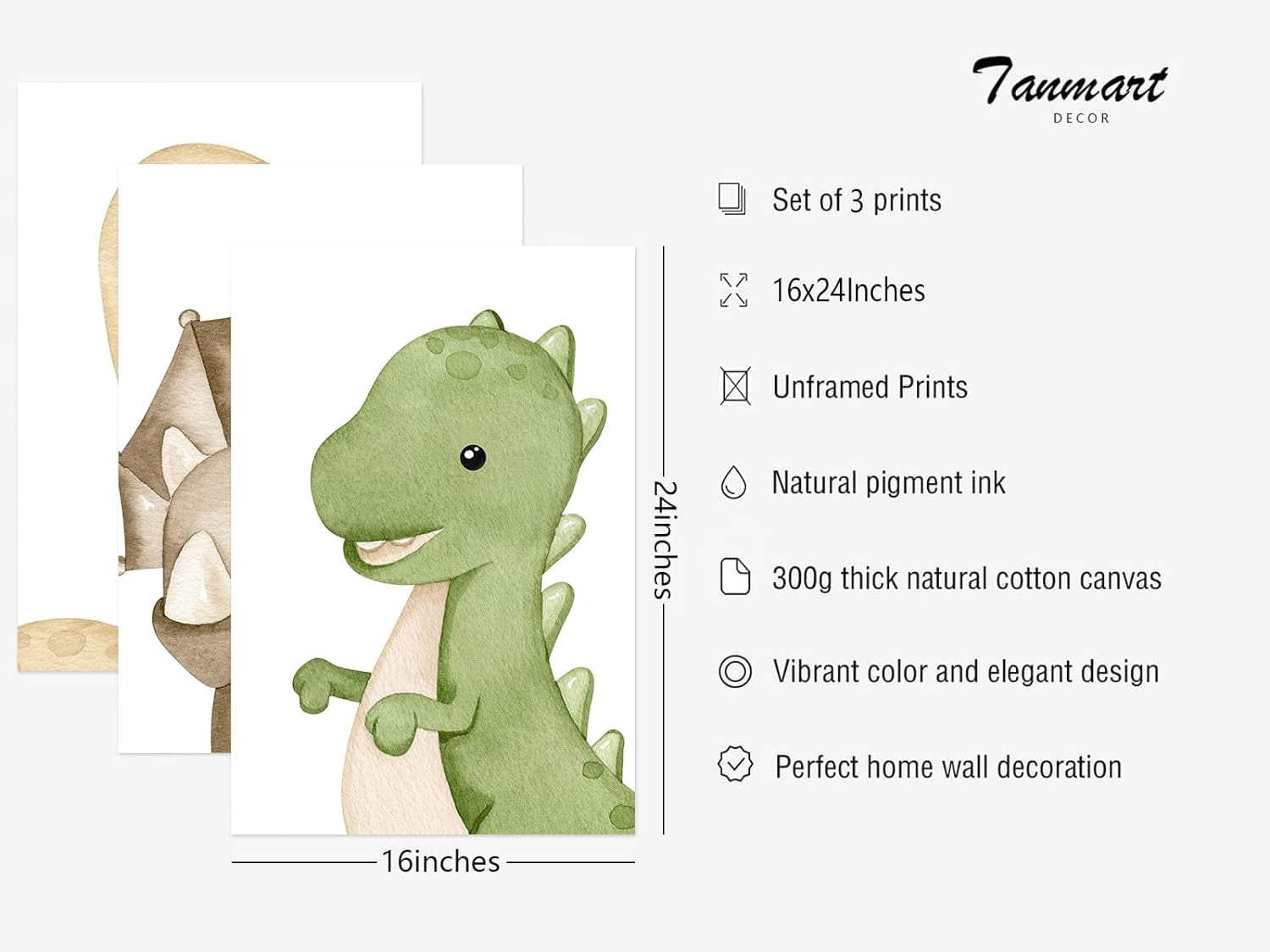 Dinosaur Wall Art Kids Boys Room poster Wall Decor Dino Nursery Wall Art Pictures Baby Dinosaur Poster Prints for Boys Bedroom BathroomSet of 3
