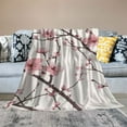 thumbnail image 2 of ONETECH Girls Cherry Blossoms Blanket Women Floral Sakura Flowers Branch Sherpa Throw Blanket for Bed Sofa Couch Decor Pale Pink Floral Plush Blanket Soft Japanese Spring, 2 of 6