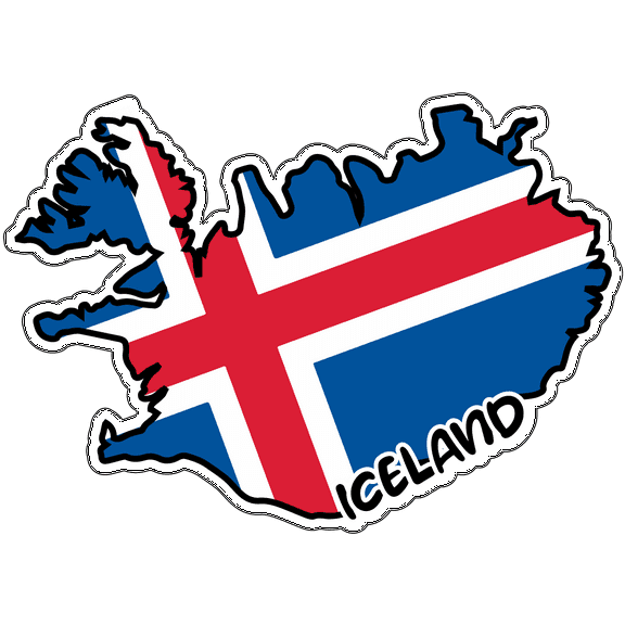 Iceland Map Flag Sticker Decal 4 Inches - 4 inch