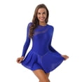 thumbnail image 2 of Kaerm Womens Sparkling Rhinestone Figure Skating Dance Dress Leotard Long Sleeve Lyrical Dresses Royal Blue XL, 2 of 8