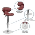 thumbnail image 6 of Flash Furniture Contemporary Cozy Mid-Back Burgundy Vinyl Adjustable Height Barstool with Chrome Base, 6 of 13