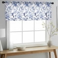 thumbnail image 2 of White Blue Spring Floral Valance Curtains for Kitchen/Living Room/Bathroom/Bedroom Window, Rod Pocket Small Topper Half Short Window Curtains Voile Sheer Scarf, Summer Botanical Hummingbird 42"x12", 2 of 8