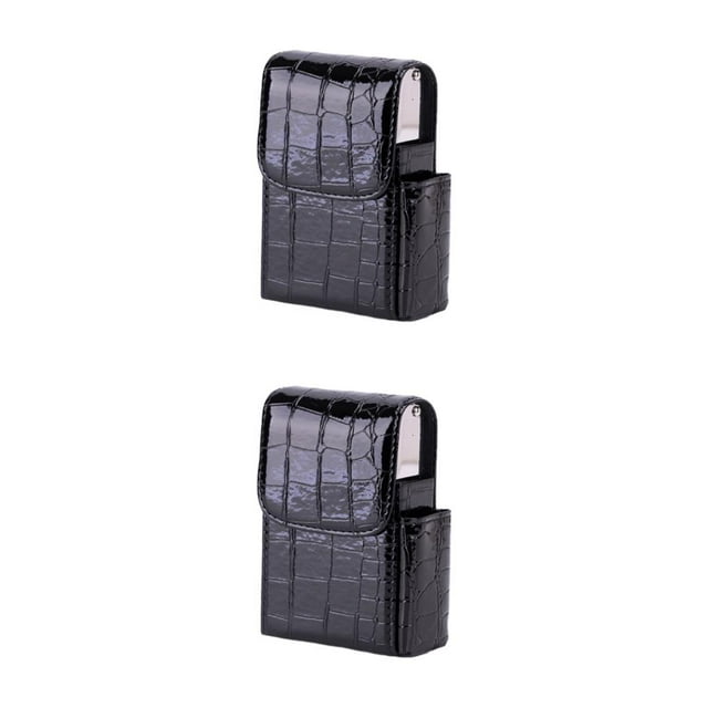 jesticaly Easy To Close And Open PU Cigarette Case For Business Cards Business Card Case Cigarette Cases Alligator black 2Set