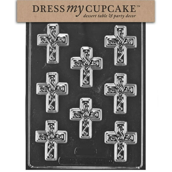 Dress My Cupcake Chocolate Candy Mold, Small Easter Cross with Swirl