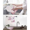 thumbnail image 5 of Pink Flower Kitchen Dish Towels for Drying Dishes Set of 4, Spring Floral Butterflies Birds Elegant Pastoral Waffle Weave Microfiber Hand Tea Bathroom Towels Quick Dry & Absorbent Towel 15.7x23.6, 5 of 7