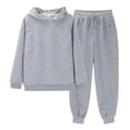 thumbnail image 2 of KAUOD Boys Girls Cotton Sweatpants Set Ribbed Cuffs Joggers Pants Outfits Teen Kids Plain Casual Pullover Hoodies Clothes, 2 of 9