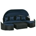 thumbnail image 1 of Outsunny 4 Pieces Rattan Daybed Set with Canopy and Cushions, Dark Blue, 1 of 10