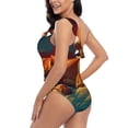 thumbnail image 6 of Daiia Colorful Starry Sky Sleep Dog Women's One Piece Swimsuits Personalized One Shoulder Swimwear Asymmetric Ruffle Bathing Suits-Small, 6 of 8