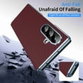 thumbnail image 7 of Dteck PU Leather Case for Samsung Galaxy Z Fold 7, Luxury Carbon Fiber Texture Plating Flip Cover Slim Hard Back Anti-Scratch Case, Red, 7 of 7