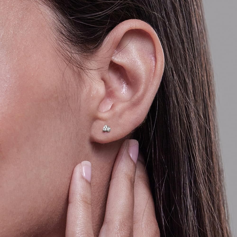Unique Moments Lab Grown Diamond Accents Stud Earrings for Women|Sterling Silver Jewelry | Gift for Women Men