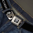 thumbnail image 2 of GM General Motors Belt, Seatbelt Buckle Belt, C6R Racing Skull Logo Black Silver, 30 to 44 Inches, 2 of 9