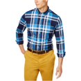 thumbnail image 1 of Club Room - Camisa elástica a cuadros para hombre, color azul, pequeña, 1 of 1