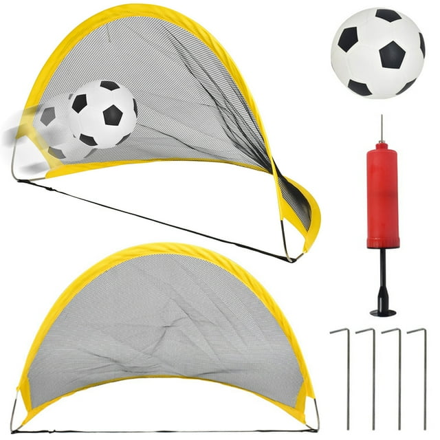 Ensemble de But de Soccer pour Enfants Pliable Filet de Soccer But de Soccer avec Ballon de Soccer et Pompe
