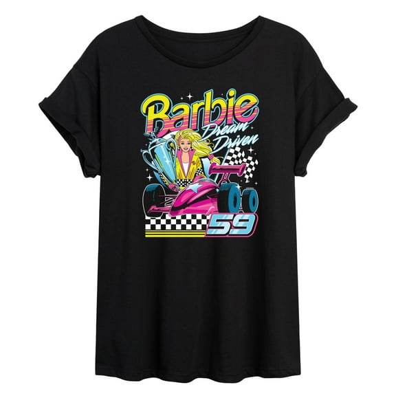 Barbie - Racecar Comic - Juniors Oversized Graphic T-Shirt