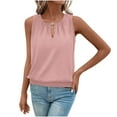 thumbnail image 2 of ClodeEU Women's Sleeveless Blouse Keyhole Neck Ruched Solid Color Tank Top Pink,Womens Plus L, 2 of 8