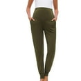 thumbnail image 5 of Swuxness Maternity Casual Elastic Leggings, Women Fall Wide Full Length Pants, Women's Maternity Solid Color High Waist Loose Stretchy Comfortable Pregnancy Pants Army Green, XXL, 5 of 5