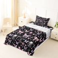 thumbnail image 3 of Manfei Gothic Skull Butterfly Skull Twin Sheets for Kids, Pink Black Cross Chain Bedding, 3pcs, 1 Flat Sheet, 1 Fitted Sheet and 1 Pillowcase, 3 of 6