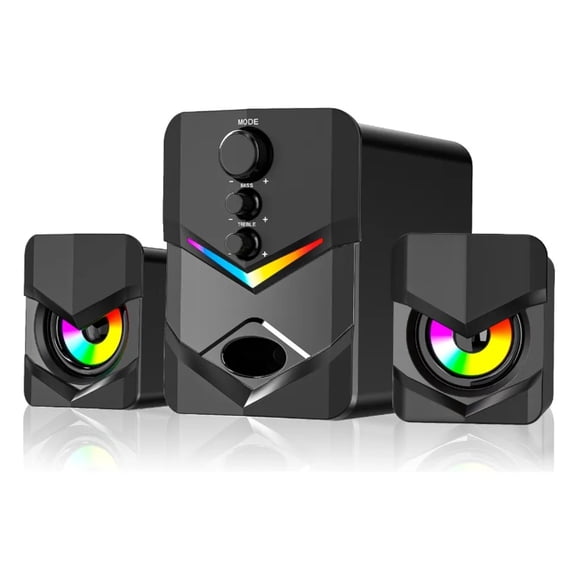 Bocinas Con Bluetooth Luces Led Para PC TV D222 Modelo Negro