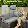 thumbnail image 5 of Gaildon 5 Piece Patio Furniture Set with Fire Pit Table, All Weather Outdoor Sectional PE Rattan, Patio Conversation Sets with Cushions for Garden Lawn Balcony Porch Deck, Grey, 5 of 8