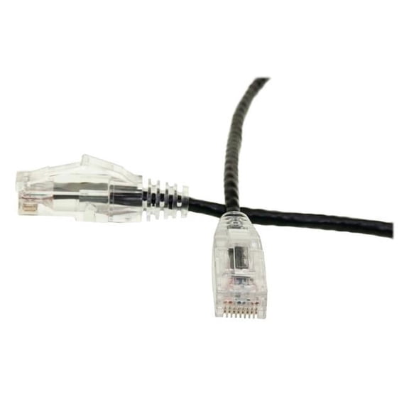 CableWholesale 10X8-82215 15 ft. Snagless & Molded Boot Pure Copper CAT6 Black Slim Ethernet Patch Cable
