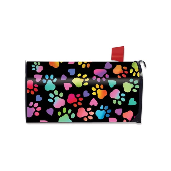 Briarwood Lane Everyday Mailbox Cover - Standard Size - Rainbow Pawprints Mailbox Cover