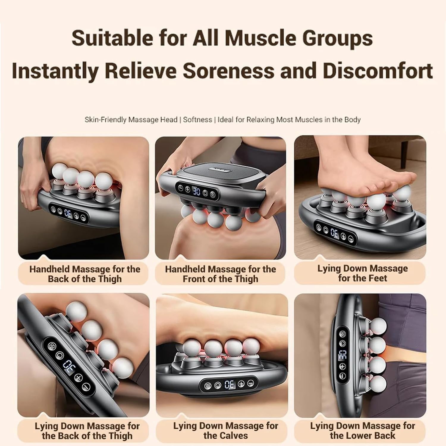 16 Head Massage Gun Deep Tissue, 3 Modes & 30 Intensities Percussion Massager for Full Body, Silent Multihead Massager with Type-C Charge, Portable Muscle Relief for Shoulders Back Legs