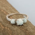 thumbnail image 4 of 0.60 Ctw Round Shape Larimar Gemstone 925 Sterling Silver Three Stone Women Promise Ring, 4 of 7