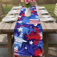 thumbnail image 4 of Blue Red USA Flag Table Runner 72 Inches, Abstract Navy Blue Oil Paint 4th of July Bed Runner Dresser Scarves Tabletop for Indoor Outdoor Parties/Ceremony/Banquet, 14" x 72", 4 of 9