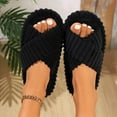 thumbnail image 6 of YLYL Corduroy Women House Slippers Memory Foam Crossbands Open Toe Slip on Indoor Outdoor Bedroom Slippers, 6 of 9
