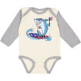 thumbnail image 3 of Inktastic Fourth of July Shark Surfing Boys or Girls Long Sleeve Baby Bodysuit, 3 of 5
