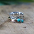 thumbnail image 2 of LD DESIGNS - Turquoise Spinner Ring Wide Hammered Silver Band with Natural Gemstone for Anxiety Relief & Stress Reduction, 2 of 3