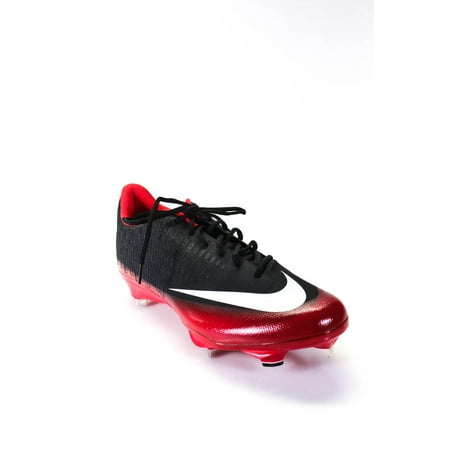 

Pre-owned|Nike Mens Lace Up Logo Vapor Cleats Sneakers Black Red White Leather Size 16