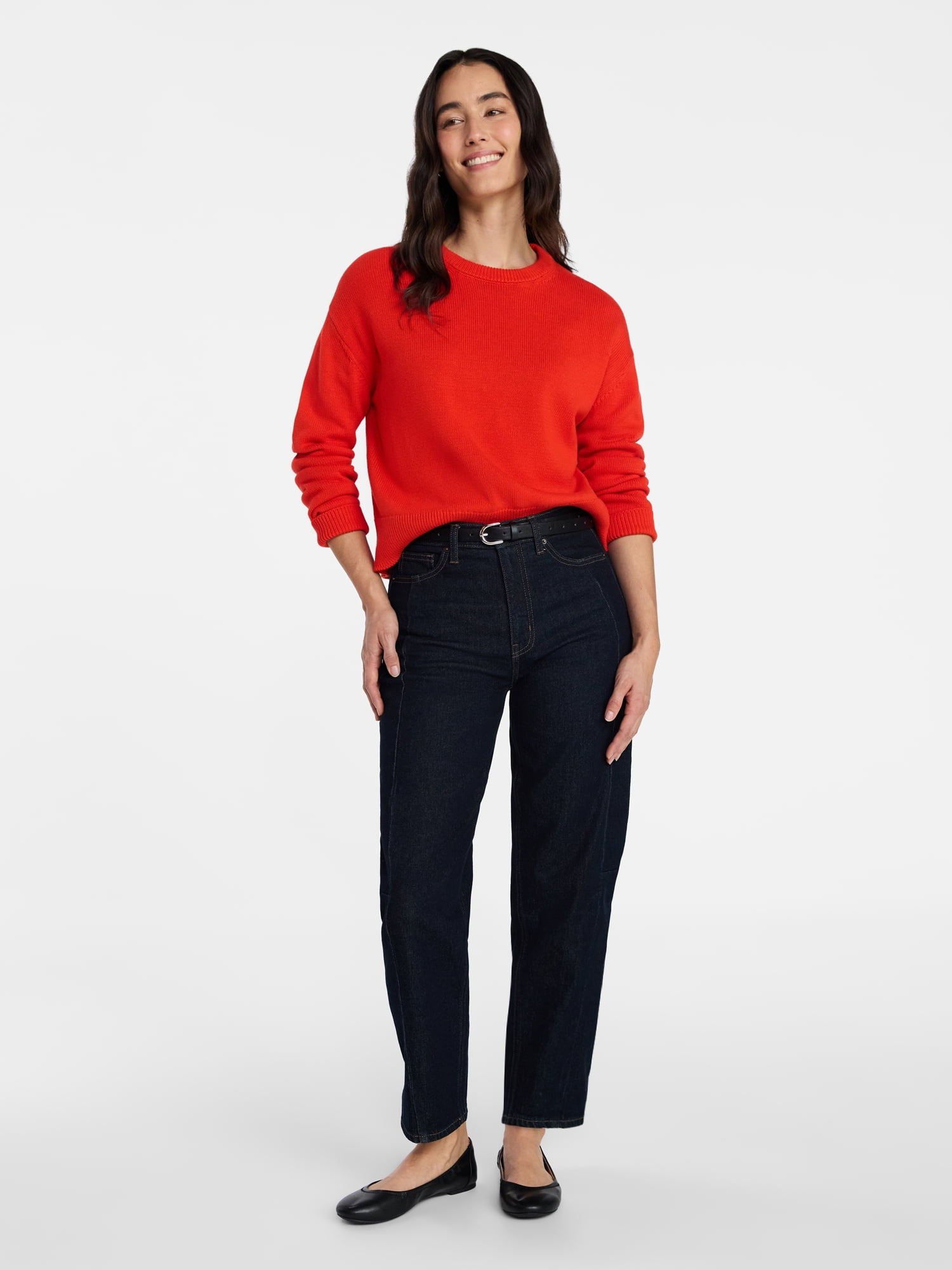 Time and Tru Women's Pullover Crewneck Sweater with Long Sleeves, Sizes XS-XXXL