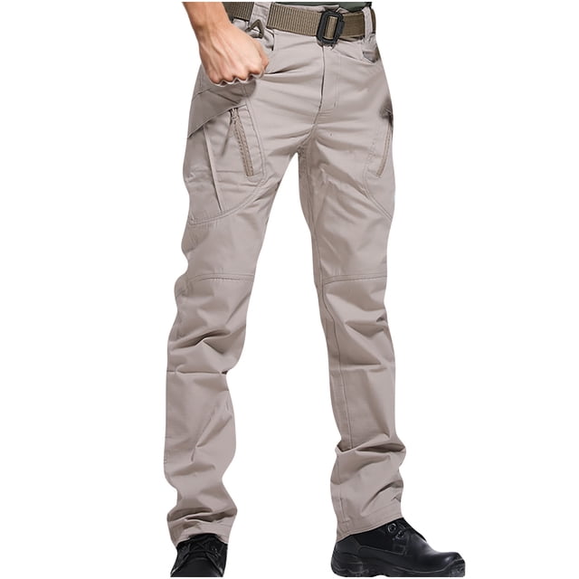 Aqestyerly Men's Multi Pocket Cargo Pants Workwear Safety Combat Trousers Casual Outdoor Pants With Pockets HWRETIE