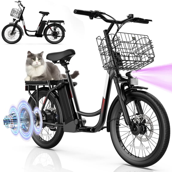 SANOPY 500W Electric Bike for Adults,48V Removable Battery,20 Mile Range&20MPH Max Speed,Electric Scooter with Seat,Commuter E-scooter for Adults and Teens,Black,UL2272