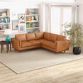 thumbnail image 5 of Timbukto Tan Leather Modern Living Room Symmetrical Corner Sectional Sofa, 5 of 7