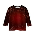 thumbnail image 4 of Grblisyd Girls Blouse Kids 10-12 Years 3/4 Sleeve Christmas Shirts Snowflake Santa Graphic Cute Preppy T Shirts Graphic Shirts for Teen Girls Deep Red 160, 4 of 5