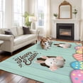 thumbnail image 2 of Green Easter Area Rugs 5'x7', Small Throw Rugs for Laundry Room Playroom, Spring Cartoon Bunny Colorful Eggs Wood Grain Indoor Outdoor Rug Non-Slip Low Pile Carpet Runner Reversible Floor Mats, 2 of 8