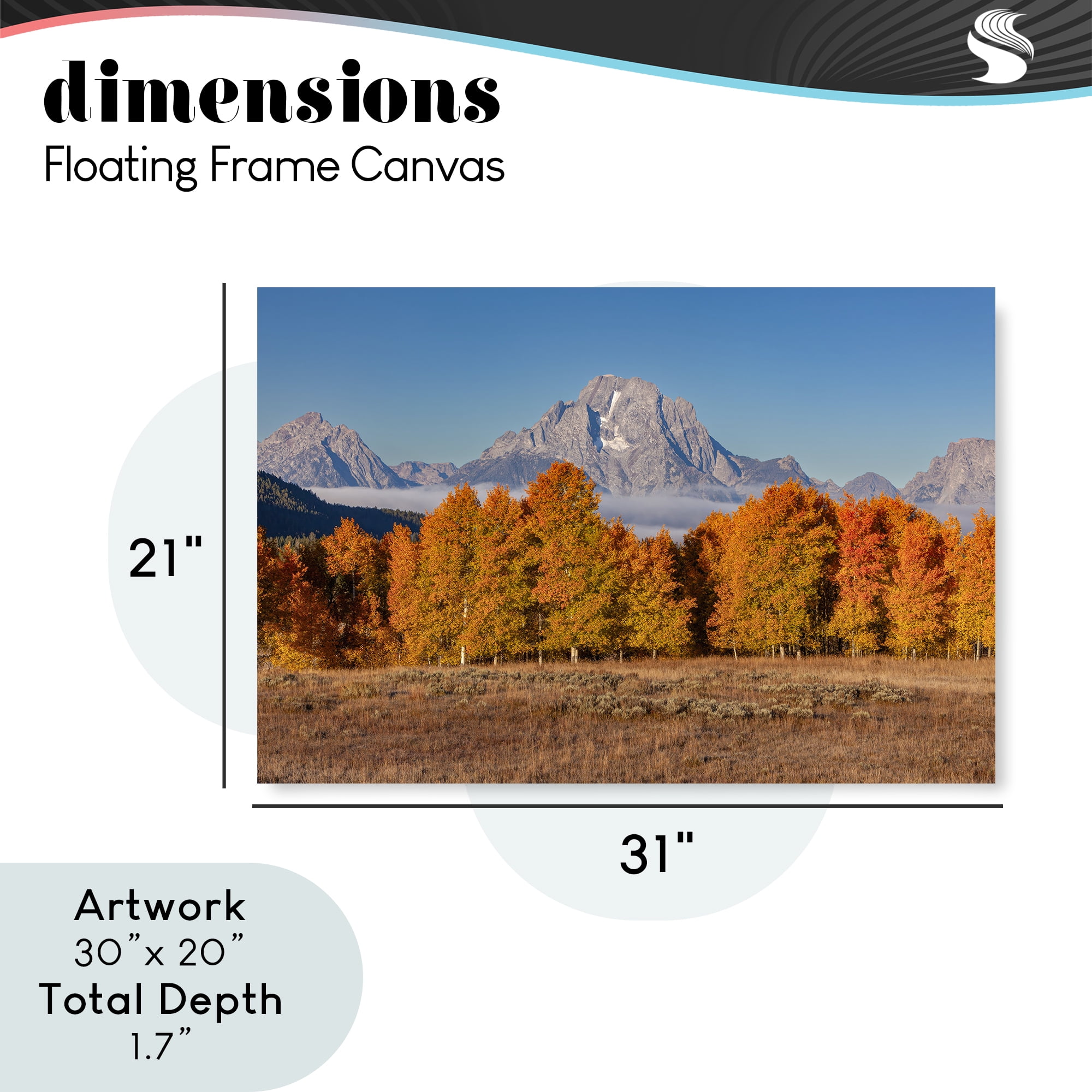 Autumn Tree Line With Mountain Gray Framed Floater Canvas Wall Art, design by Shelley Carlisle