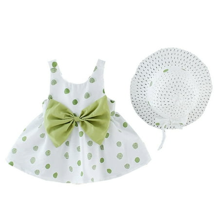 

Little Girls Dresses Print Dot Kids Hat Dress Princess Clothes Toddler Baby Outfits Dress&Skirt