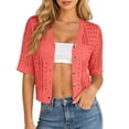 thumbnail image 3 of Sewkxo Short Sleeve Summer Cardigan Sweaters for Women 2026 Lightweight Shrug Crochet Beach Cover Ups,Red 2XL, 3 of 8