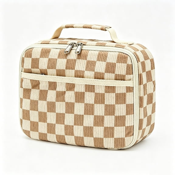 Corduroy Insulated Lunch Bag with Thermal Lining, Large Capacity Portable Lunch Tote for Office, Travel, Picnic and Outdoor Meals