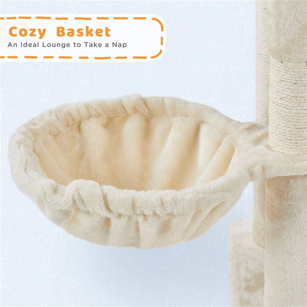 Yaheetech 82.5'' H Multi Level Cat Tree with Condos,Beige