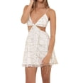 thumbnail image 1 of ZAXARRA Robe d'Été Courte à Bretelles Sans Manches Dos Nu Col en V Profond Robe à Sequins Ajourés, 1 of 5