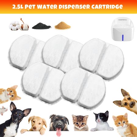 Filters for 2.5L Pet Water Dispenser Filter Element , Pet Water Fountain Dogs / Cats Drinking Bowl Water Dispenser - 5 Count