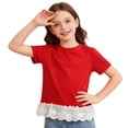thumbnail image 6 of Teen T-Shirts for Girls Short Sleeve Cute Lace Hem Crewneck T Shirts Casual Pullover Tops Summer Tops 13-14 Years Old Girl Clothes, 6 of 7