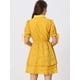 thumbnail image 4 of Vestido A Capas De Gasa Con Cordón Floral Cuello Peter Pan Para Mujer Amarillo XL, 4 of 5