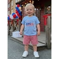 thumbnail image 3 of BemeyourBBs Kids Toddler Baby Boys 4th of July Outfit Patriot Independence Day Clothes Short Sleeve Letters Firework Print T-shirt with Plaid Shorts Set Toddler Boys Summer Outfit, 3 of 9